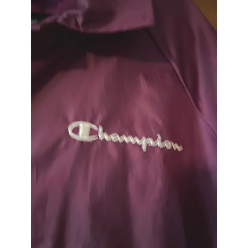 Champion Womens Coaches‎ Jacket Burgundy Snap Front Logo Size Small